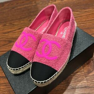 Chanel Pink and Black Espadrilles